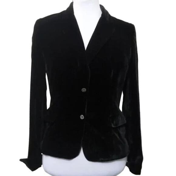 Tahari Black Crushed Silk Velvet Romantic Luxury Fitted Blazer Jacket sz xs - Picture 1 of 10